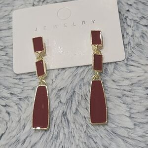 Gold-Tone Burgundy Drop Earrings - Women's Jewelry